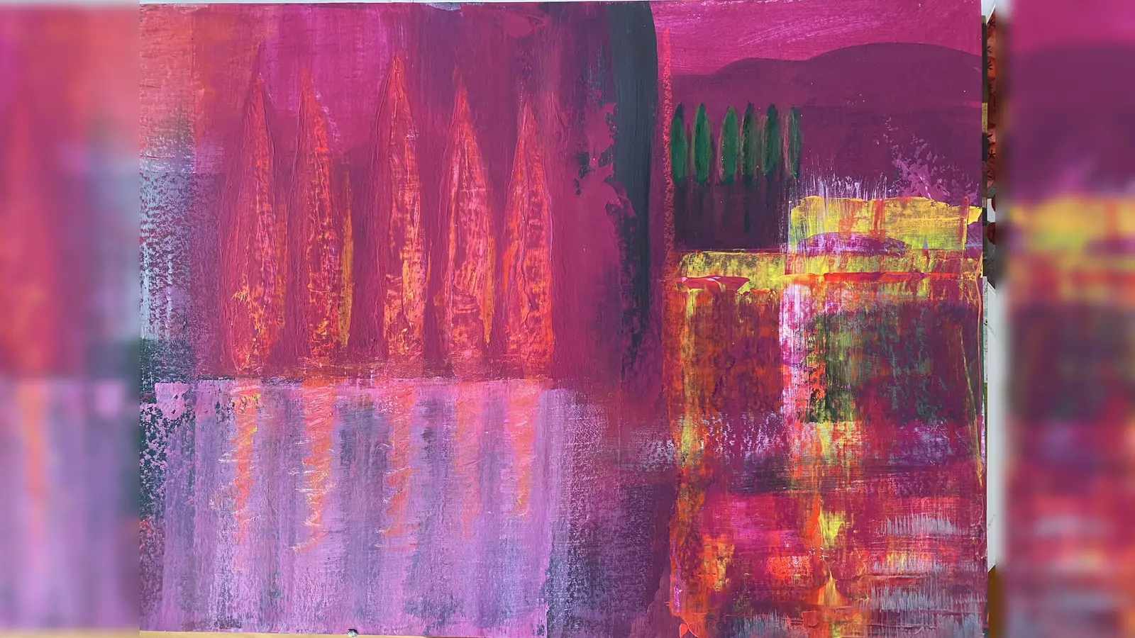 Dieses Werk von Eeva Suffel ist neben vielen weiteren der vhs-Malgruppe im Gilchinger Rathaus zu sehen. (Foto: Eeva Suffel)