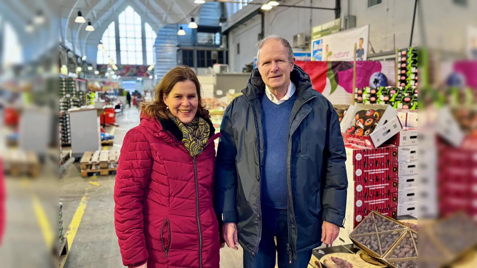 Bürgermeisterin Verena Dietl und Kommunalreferent Edwin Grodeke, 1. Werkleiter der Markthallen München. (Foto: LHM)