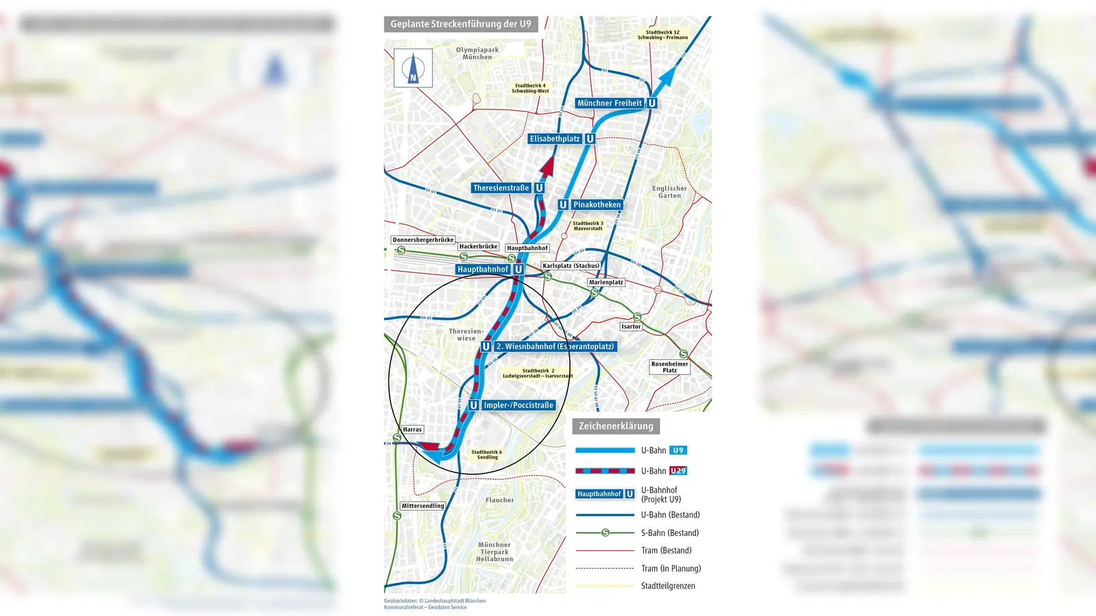 Die für die U9 geplante Streckenführung. (Foto: LHM)