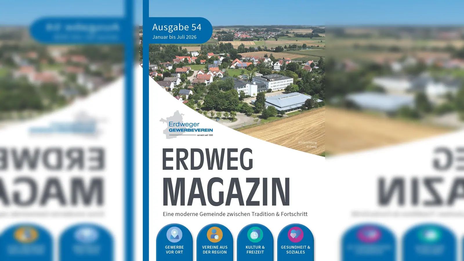 Die neue Ausgabe des ERDWEG Magazins ist Ende Januar erschienen und informiert über aktuelle Themen rund um Gewerbe und Gemeinde. (Foto: Ölsner Werbung)