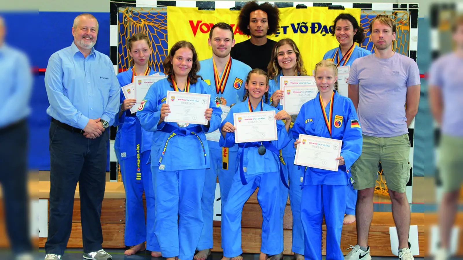 Die Vovinam-Kämpferinnen und -Kämpfer der TS Jahn München waren sehr erfolgreich bei der Deutschen Meisterschaft in Frankfurt. (Foto: Turnerschaft Jahn München)