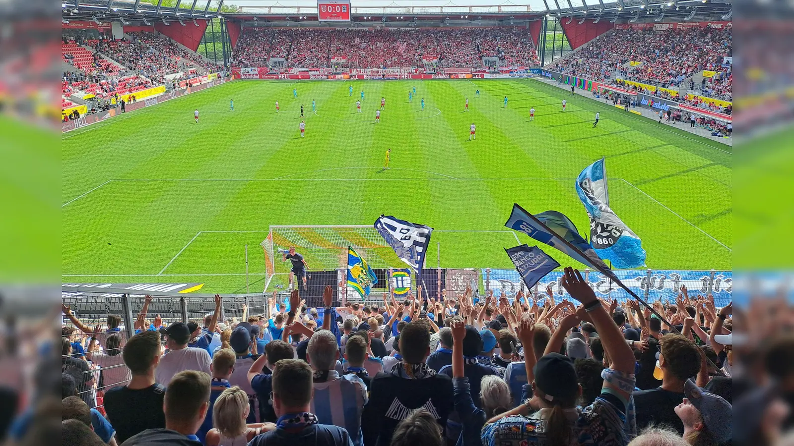 Stimmungshoheit: der Löwen-Anhang in Regensburg. (Foto: M. Forster)