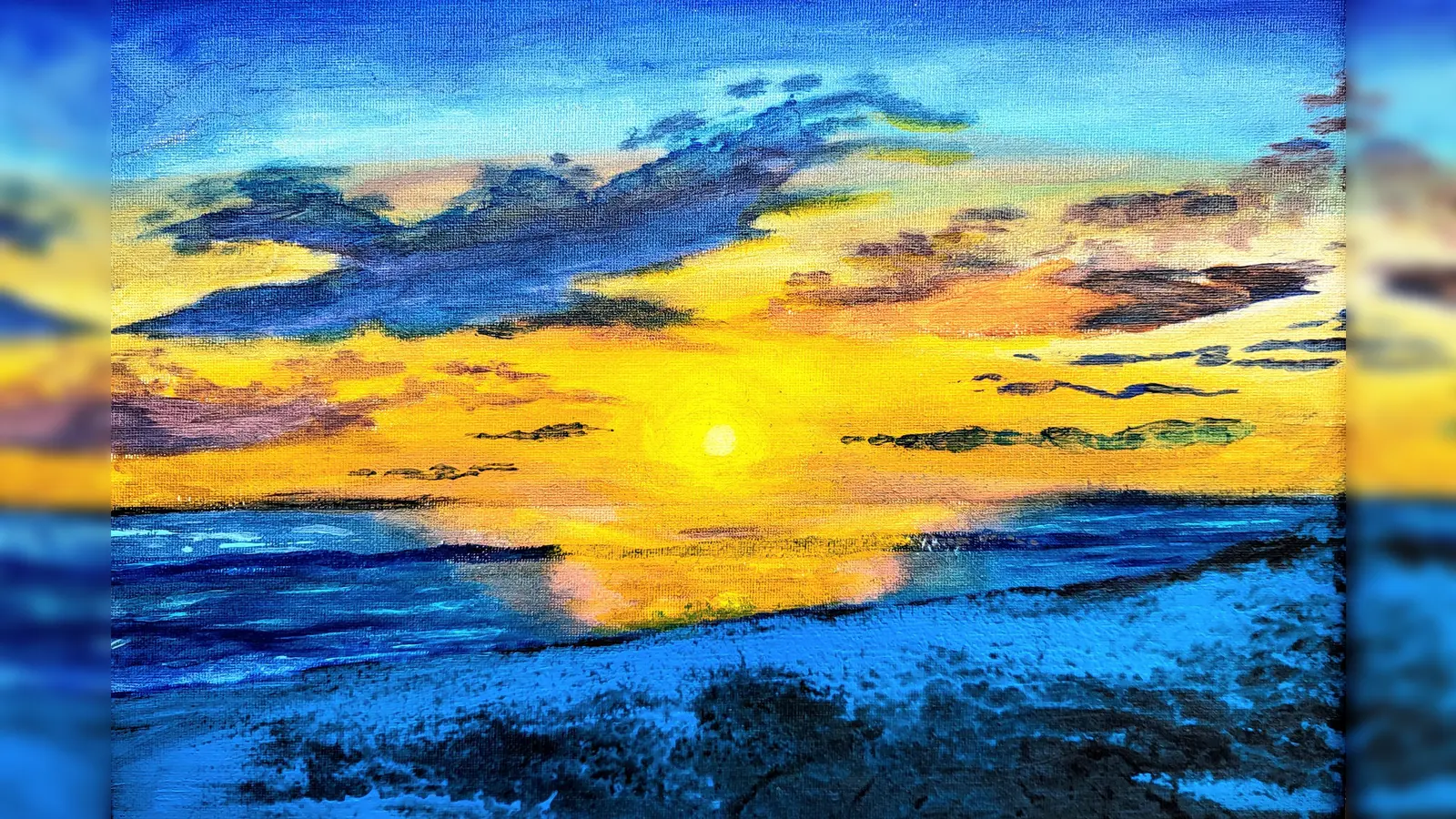 Auch einen Sonnenuntergang hat Aline Stöger künstlerisch auf der Leinwand festgehalten. (Bild: Aline Stöger)