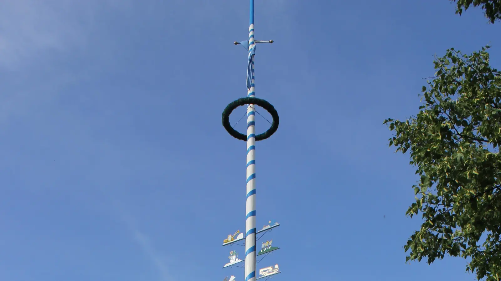 Eine schöne bayerische Tradition ist der Maibaum, hier das Prachtexemplar in Kirchheim. Neue Bäume aufgestellt werden heuer in Finsing, Purfing und Zorneding. (Foto: bs/Archiv)