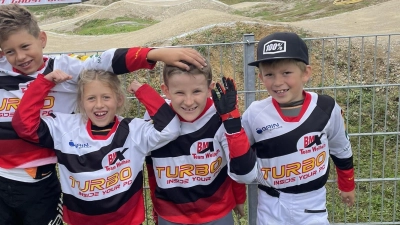 Die Fahrer des BMX-Teams Weilheim (v.l.): Maximilian Pain, Antonia Pain, Jonah Kott und Maximilian Trippel.<br> (Foto: Kott)